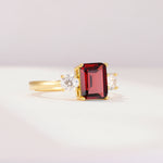 SR09241 Garnet Ring - White-Gold