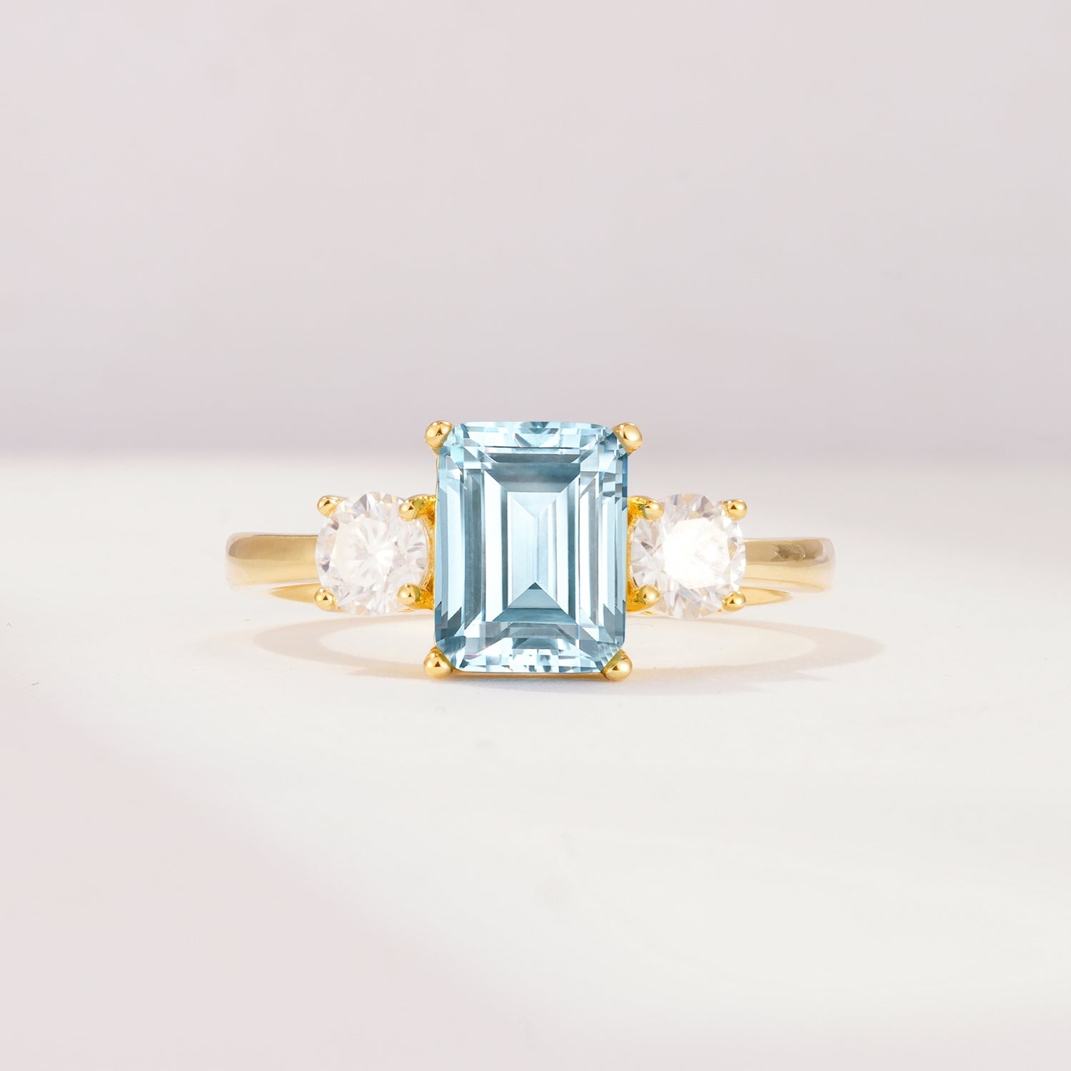 SR09241 Aquamarine Ring - Yellow-Gold