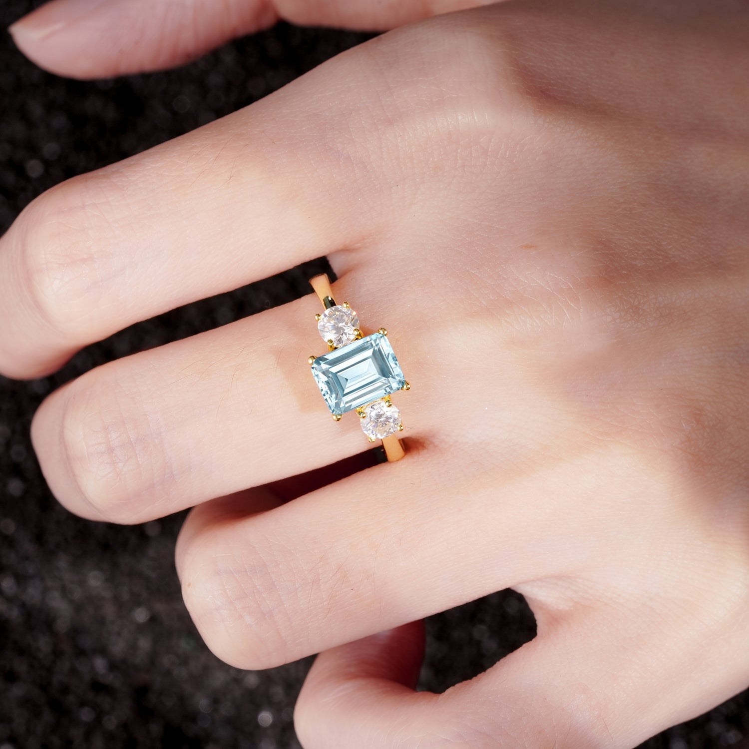 SR09241 Aquamarine Ring - Rose-Gold