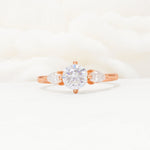 Round Cut Moissanite Three Stone Engagement Ring - Additional view