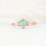 Round Cut Fire Opal Three Stone Engagement Ring - Additional view