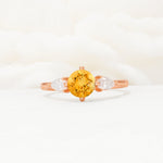 Round Cut Citrine Three Stone Engagement Ring - Additional view