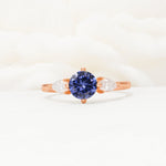 Round Cut Tanzanite Three Stone Engagement Ring - Additional view