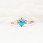 Round Cut Turquoise Three Stone Engagement Ring - Additional view