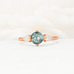 Round Cut Moss Agate Three Stone Engagement Ring - Additional view