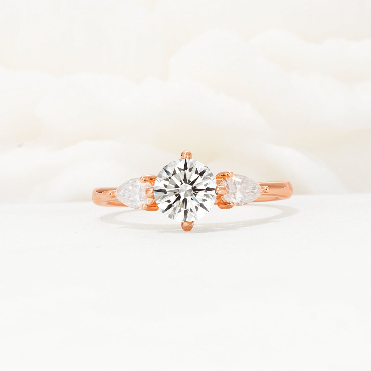 Round Cut Lab Diamond Three Stone Engagement Ring - Additional view