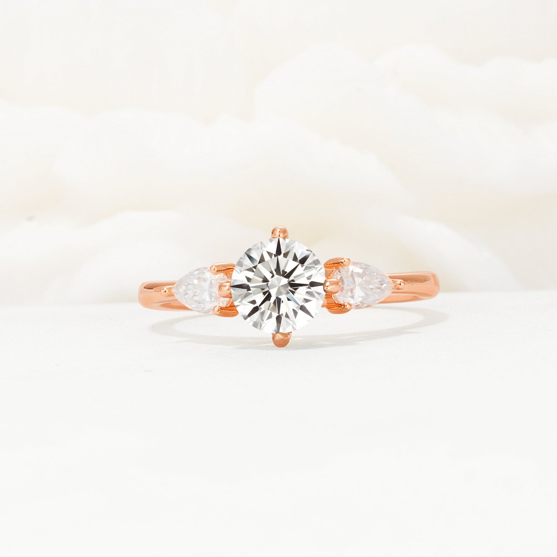 Round Cut Lab Diamond Three Stone Engagement Ring - Additional view