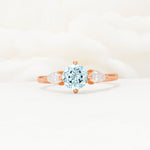 Round Cut Aquamarine Three Stone Engagement Ring - Additional view