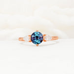 Round Cut Alexandrite Three Stone Engagement Ring - Additional view