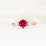 Round Cut Ruby Three Stone Engagement Ring - Additional view