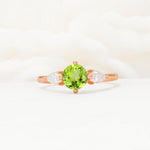 Round Cut Peridot Three Stone Engagement Ring - Additional view