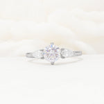 Round Cut Moissanite Three Stone Engagement Ring - Additional view
