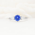 Round Cut Sapphire Three Stone Engagement Ring - Additional view