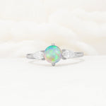 Round Cut Fire Opal Three Stone Engagement Ring - Additional view
