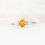 Round Cut Citrine Three Stone Engagement Ring - Additional view