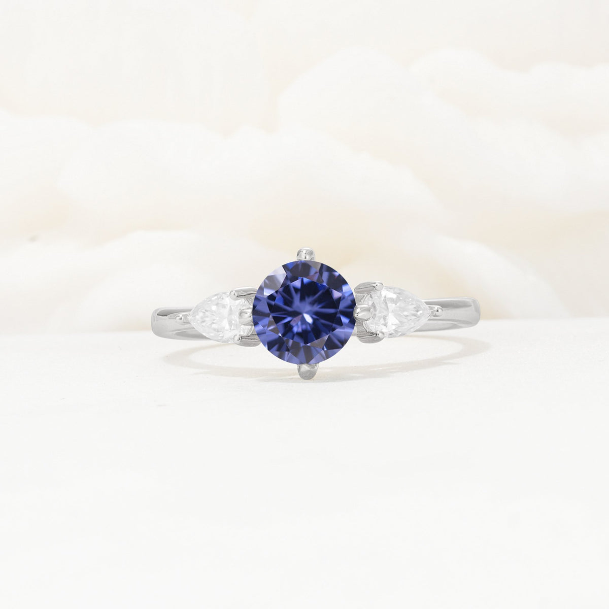 Round Cut Tanzanite Three Stone Engagement Ring - Additional view