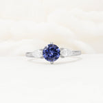 Round Cut Tanzanite Three Stone Engagement Ring - Additional view