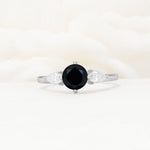 Round Cut Black Onyx Three Stone Engagement Ring - Additional view
