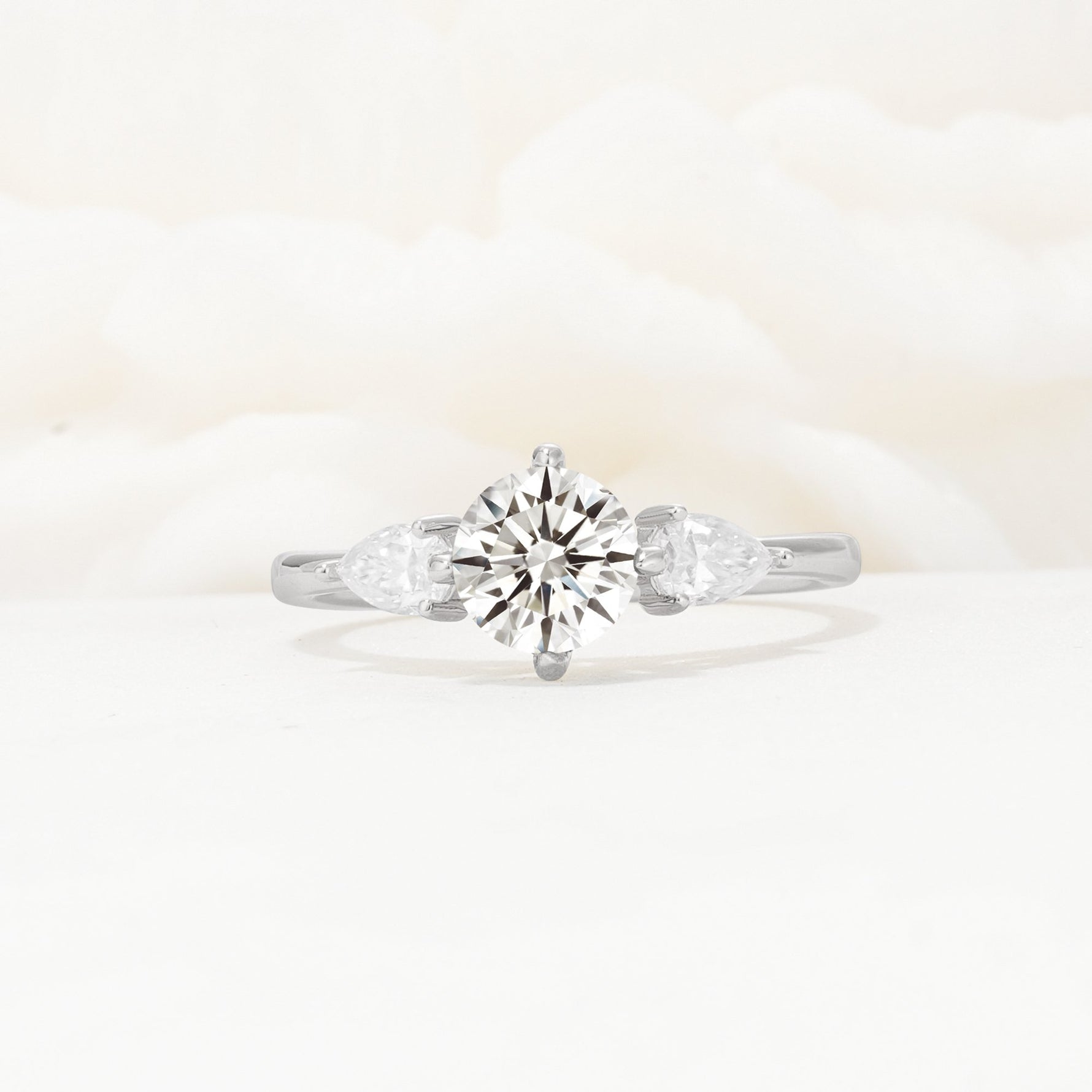 Round Cut Lab Diamond Three Stone Engagement Ring - Additional view