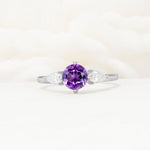 Round Cut Amethyst Three Stone Engagement Ring - Additional view
