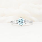 Round Cut Aquamarine Three Stone Engagement Ring - Additional view