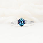 Round Cut Alexandrite Three Stone Engagement Ring - Additional view
