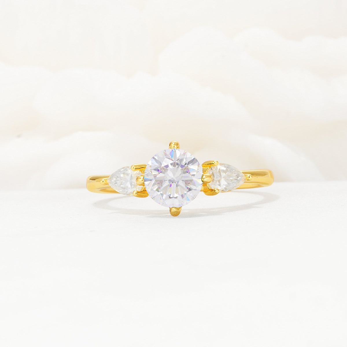 Round Cut Moissanite Three Stone Engagement Ring - Additional view