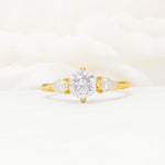 Round Cut Moissanite Three Stone Engagement Ring - Additional view
