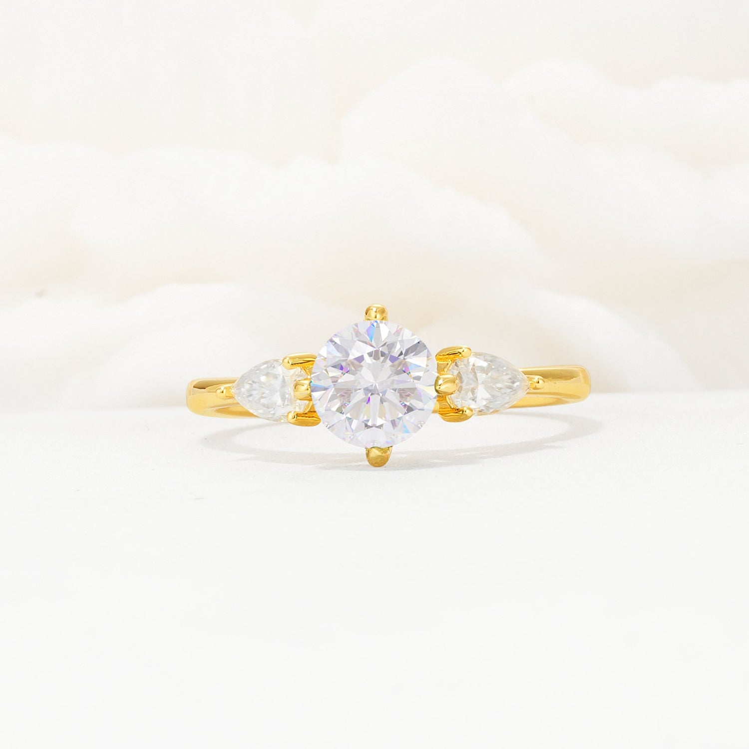 Round Cut Moissanite Three Stone Engagement Ring - Additional view
