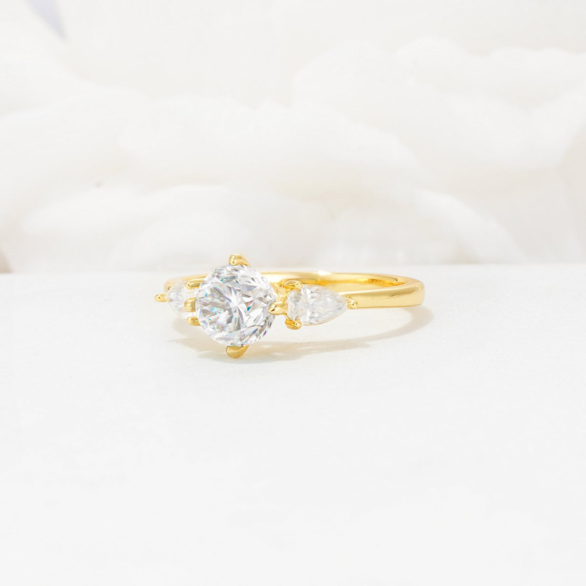 Round Cut Moissanite Three Stone Engagement Ring - Additional view