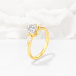 Round Cut Moissanite Three Stone Engagement Ring - Additional view