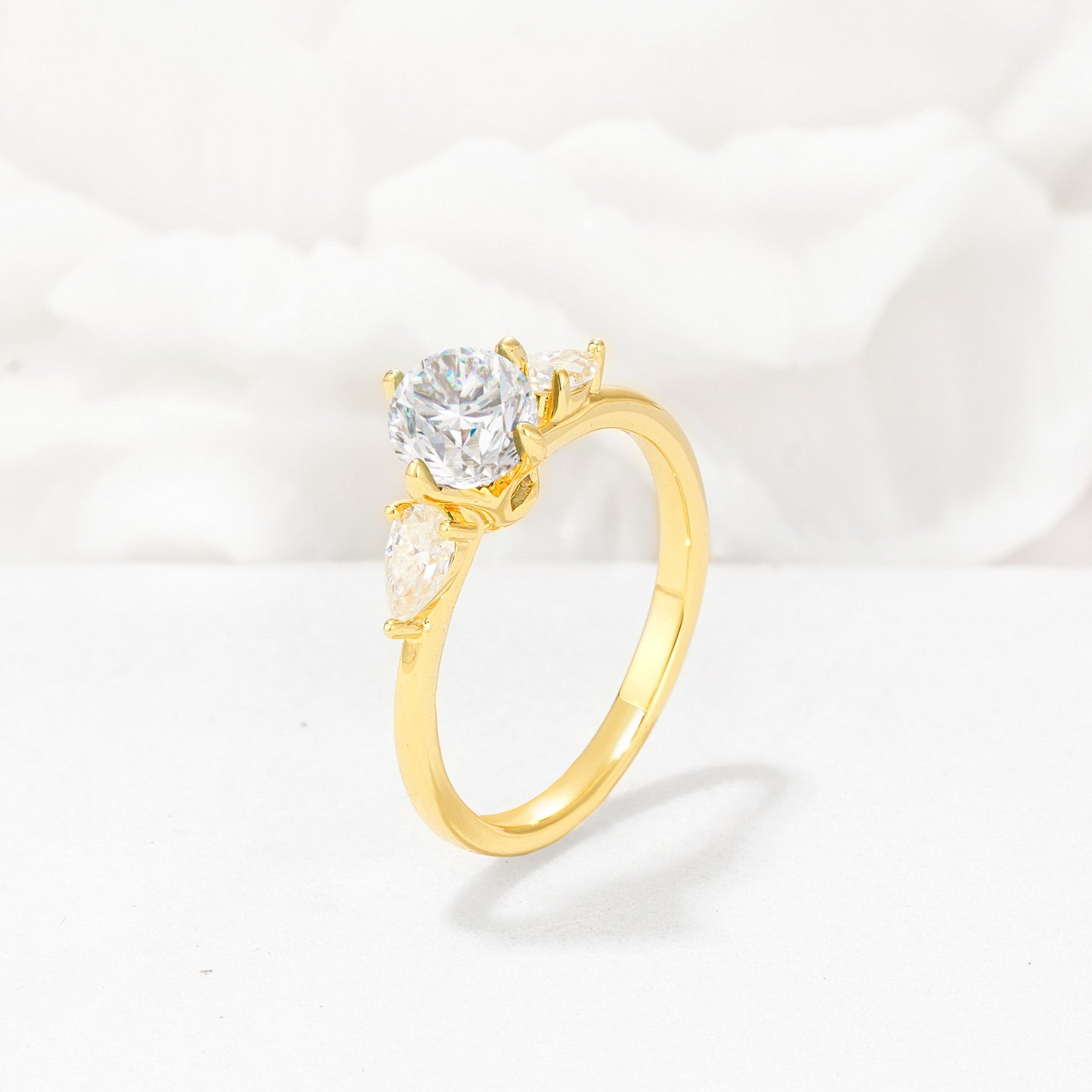 Round Cut Moissanite Three Stone Engagement Ring - Additional view