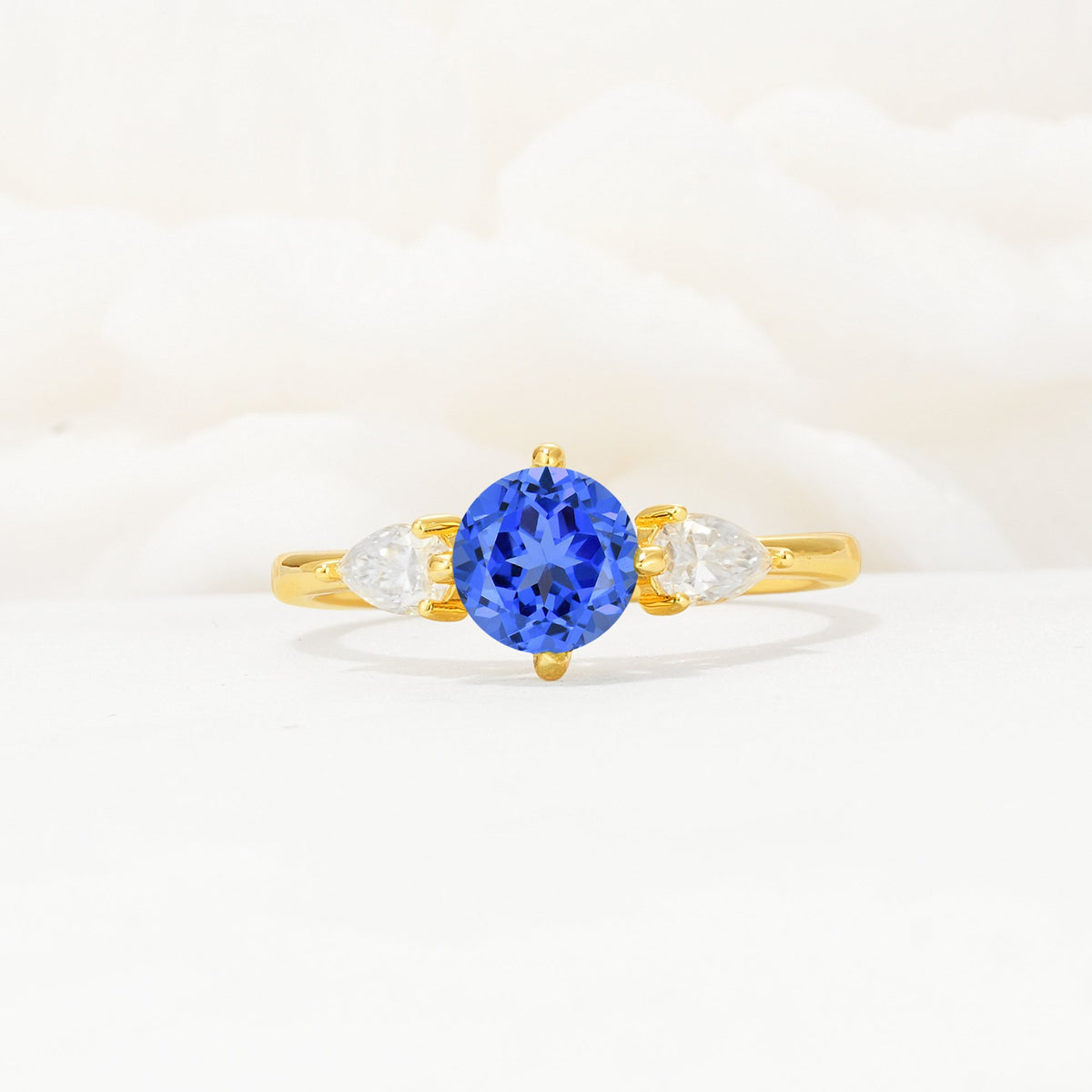 Round Cut Sapphire Three Stone Engagement Ring - Additional view