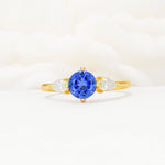 Round Cut Sapphire Three Stone Engagement Ring - Additional view