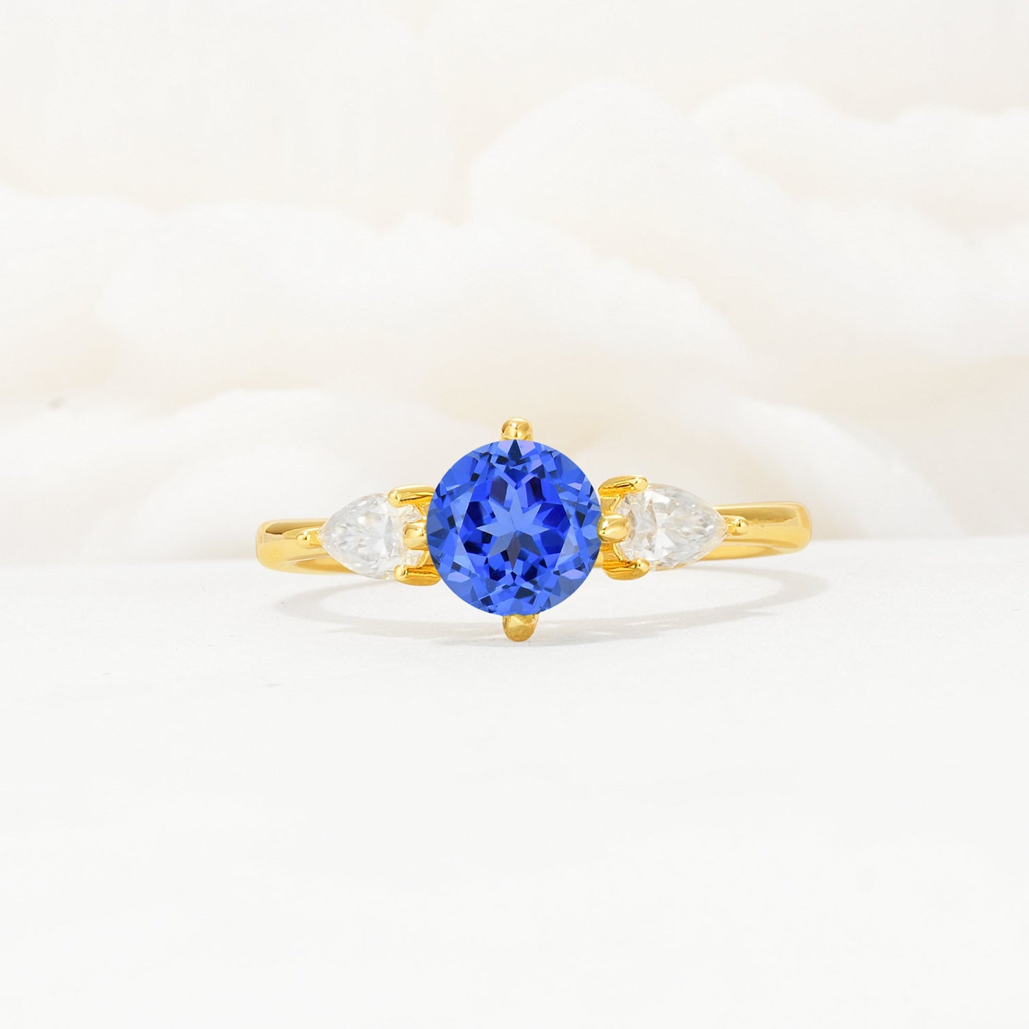 Round Cut Sapphire Three Stone Engagement Ring - Additional view