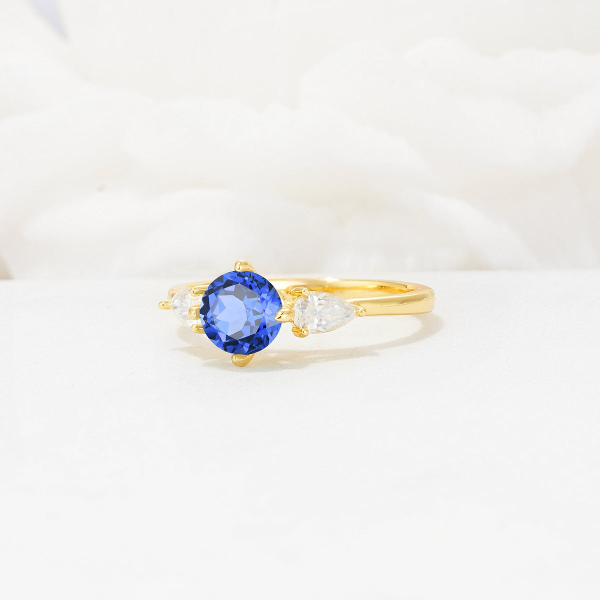 Round Cut Sapphire Three Stone Engagement Ring - Additional view