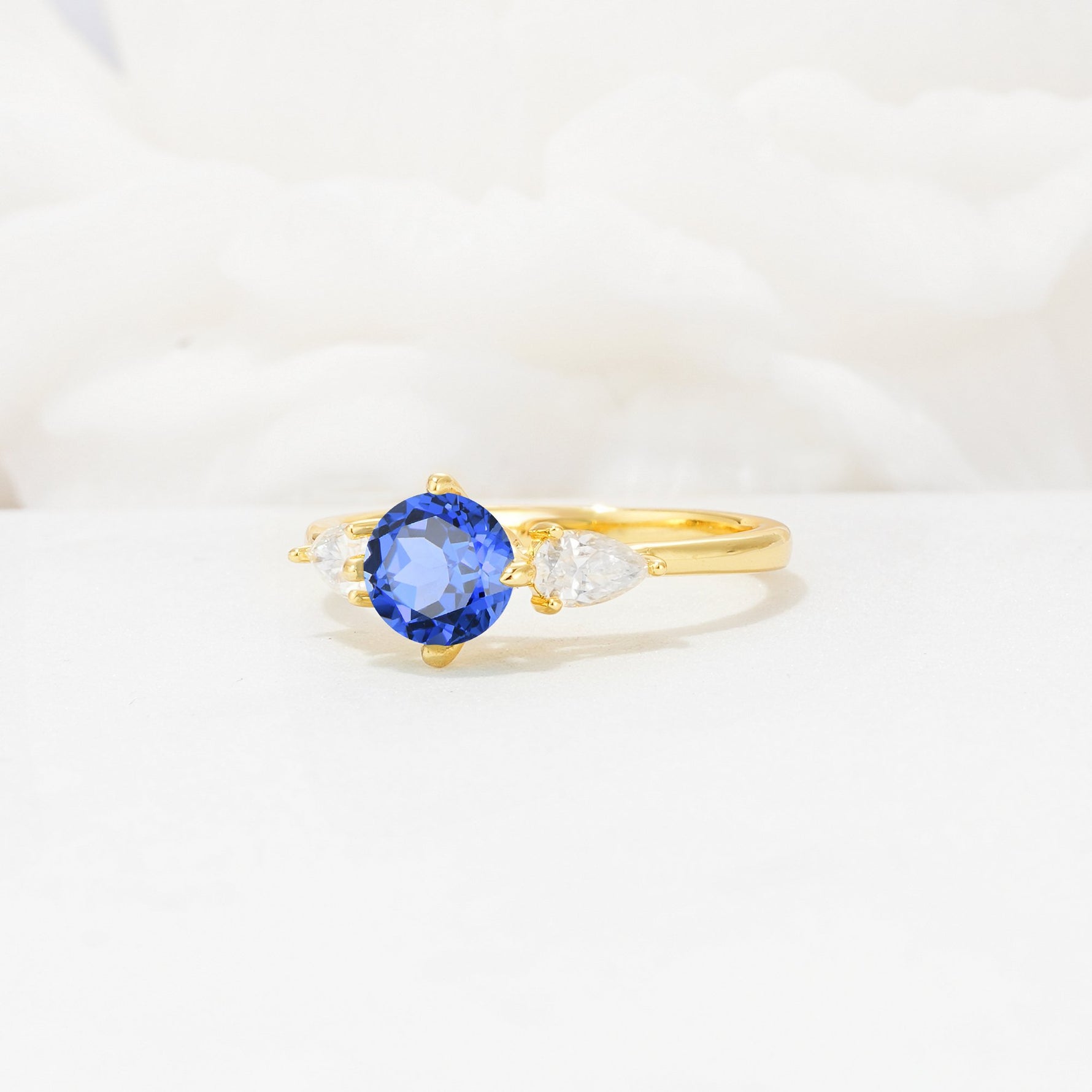 Round Cut Sapphire Three Stone Engagement Ring - Additional view