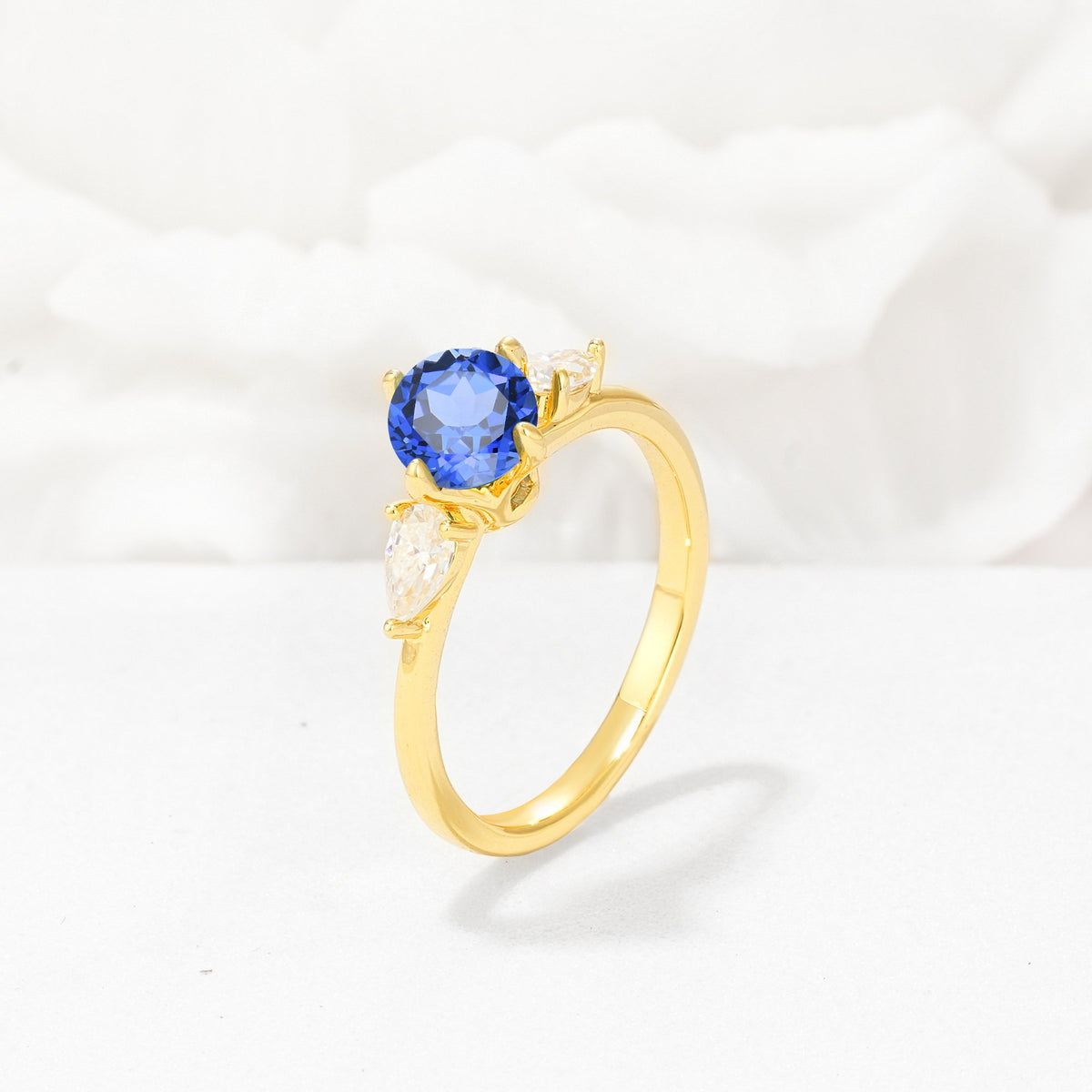 Round Cut Sapphire Three Stone Engagement Ring - Additional view