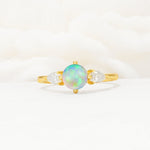 Round Cut Fire Opal Three Stone Engagement Ring - Additional view