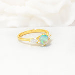 Round Cut Fire Opal Three Stone Engagement Ring - Additional view