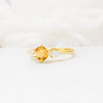 Round Cut Citrine Three Stone Engagement Ring - Additional view