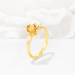 Round Cut Citrine Three Stone Engagement Ring - Additional view