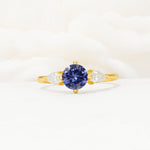 Round Cut Tanzanite Three Stone Engagement Ring - Additional view