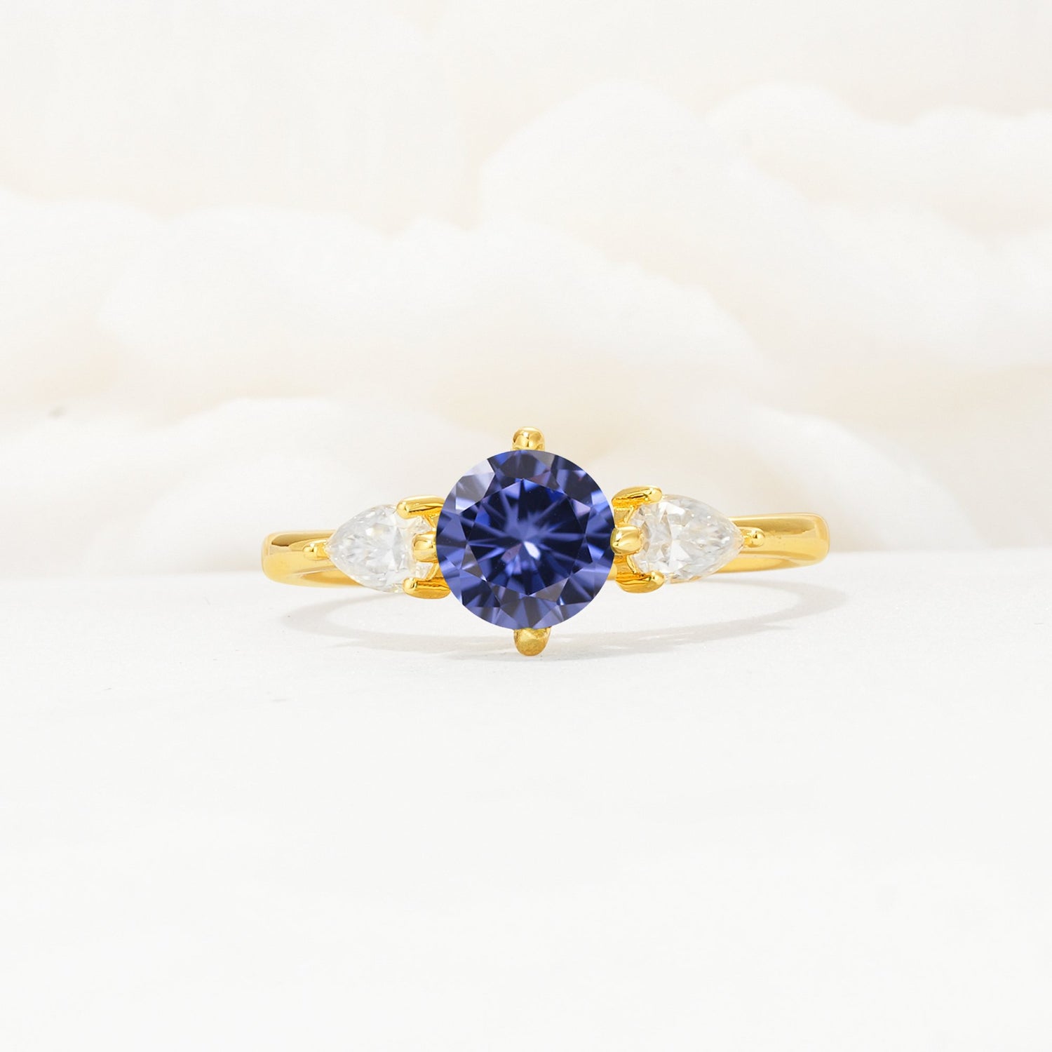 Round Cut Tanzanite Three Stone Engagement Ring - Additional view