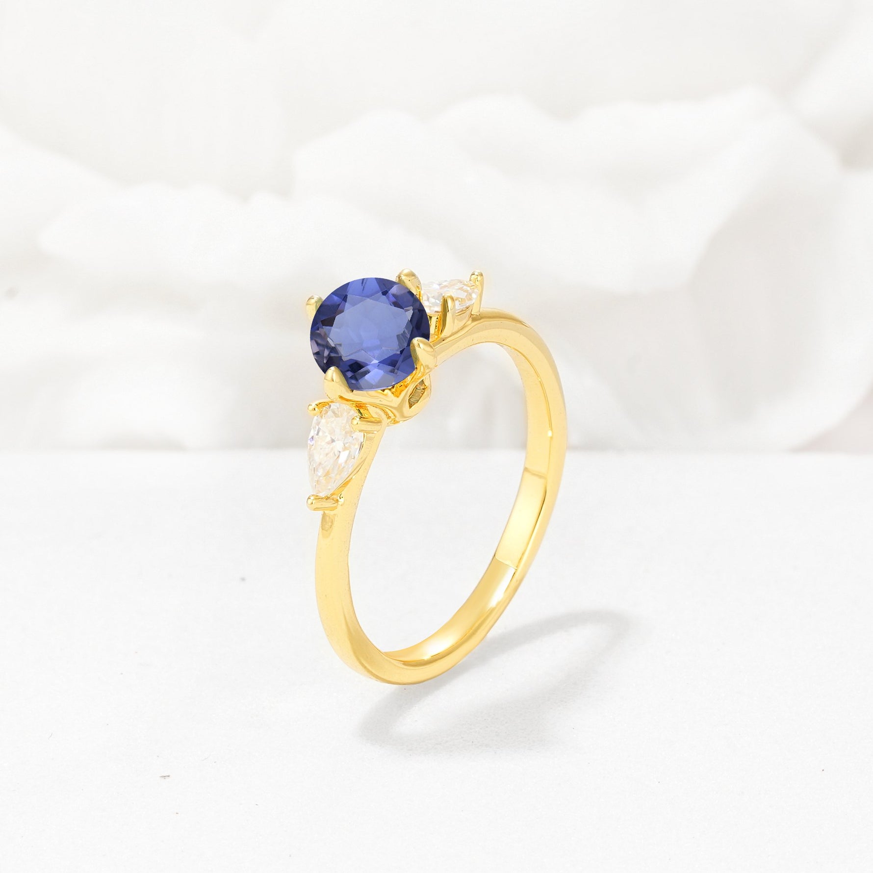 Round Cut Tanzanite Three Stone Engagement Ring - Additional view