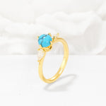 Round Cut Turquoise Three Stone Engagement Ring - Additional view