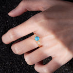 Round Cut Turquoise Three Stone Engagement Ring - Additional view