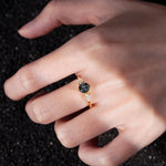 Round Cut Black Rutilated Quartz Three Stone Engagement Ring - Additional view