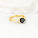 Round Cut Black Onyx Three Stone Engagement Ring - Additional view