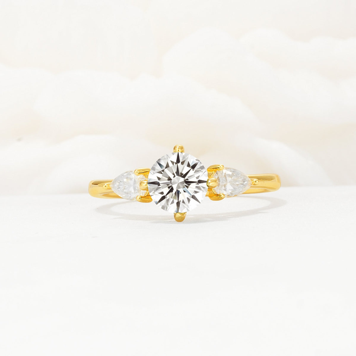 Round Cut Lab Diamond Three Stone Engagement Ring - Additional view